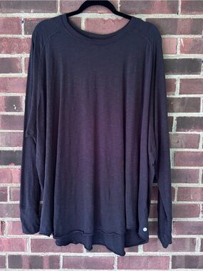 Zella Relaxed Wash Long Sleeve Top Black Women’s 3X Thumb Hole